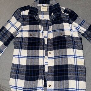 American Eagle Outfitters Kids Plaid Shirt - Navy and White